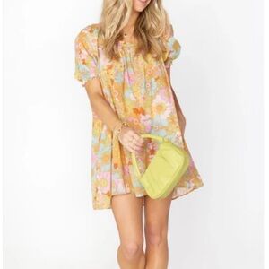 NWT Show Me Your Mumu Annalynne Mini Dress Floral Puff Sleeve Women’s Sz S